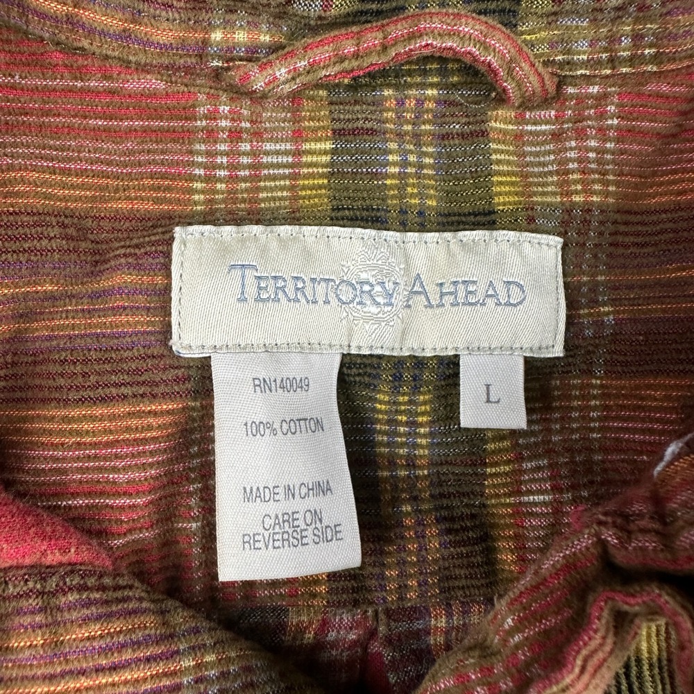 Territory Ahead Mens Large Red Plaid Corduroy Long Sleeve Button Down Shirt L - Picture 4 of 9
